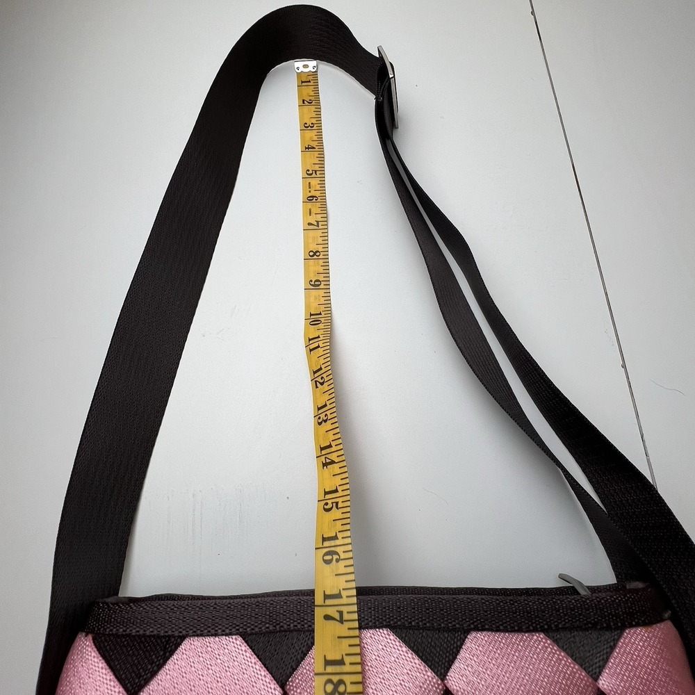 MAGGIE BAGS Genuine Seat Belt Webbing Shoulder Bag Brown/Pink Adjustable Strap - Picture 4 of 11